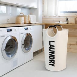 90L Oxford stoffen wasmand, opvouwbare waszak, opvouwbare wasmand met grote capaciteit - gebroken wit - 79*38cm — thumbnail 2