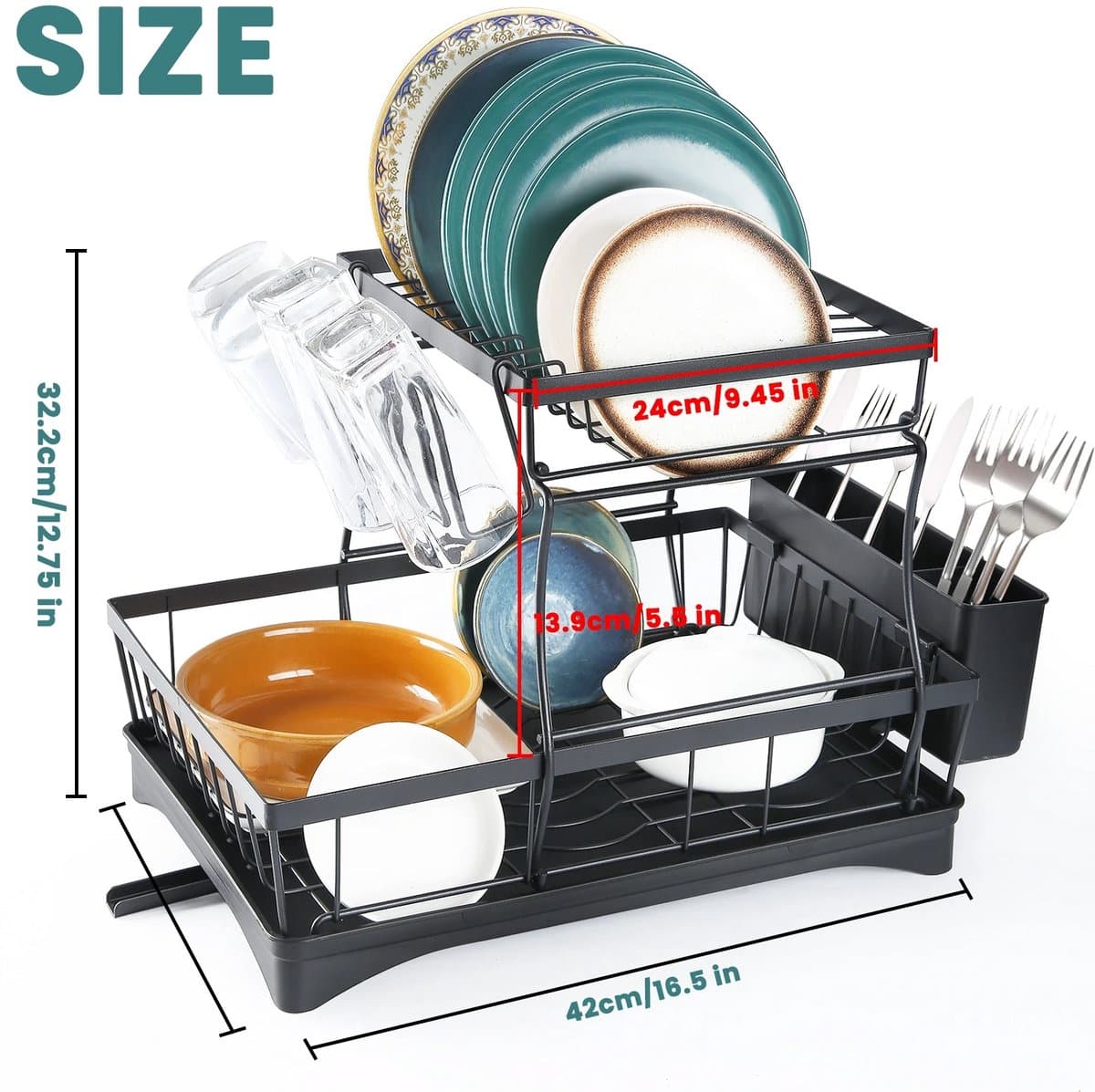 Betaalbare Goederen® Droogrek keuken - 2 tier - droogrek hangend - afdruipplank - droogrek - afdruiprek - afwasrek — afbeelding 1
