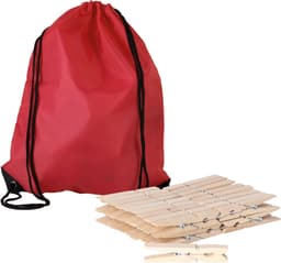 Sorbo Wasknijpers Voordeelzak - met 180x houten wasknijpers - In tasje met hengsels - rood - was ophangen — thumbnail 1