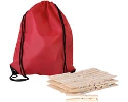 Sorbo Wasknijpers Voordeelzak - met 180x houten wasknijpers - In tasje met hengsels - rood - was ophangen