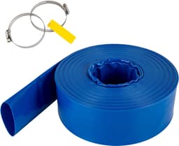 Afvoerslang, 38 mmx 32 M, Plat Gegolfde Pvc-Weefsel Slang, Heavy-Duty Terugloopslang met Klemmen, Weerbestendig en Breukvast — thumbnail 2