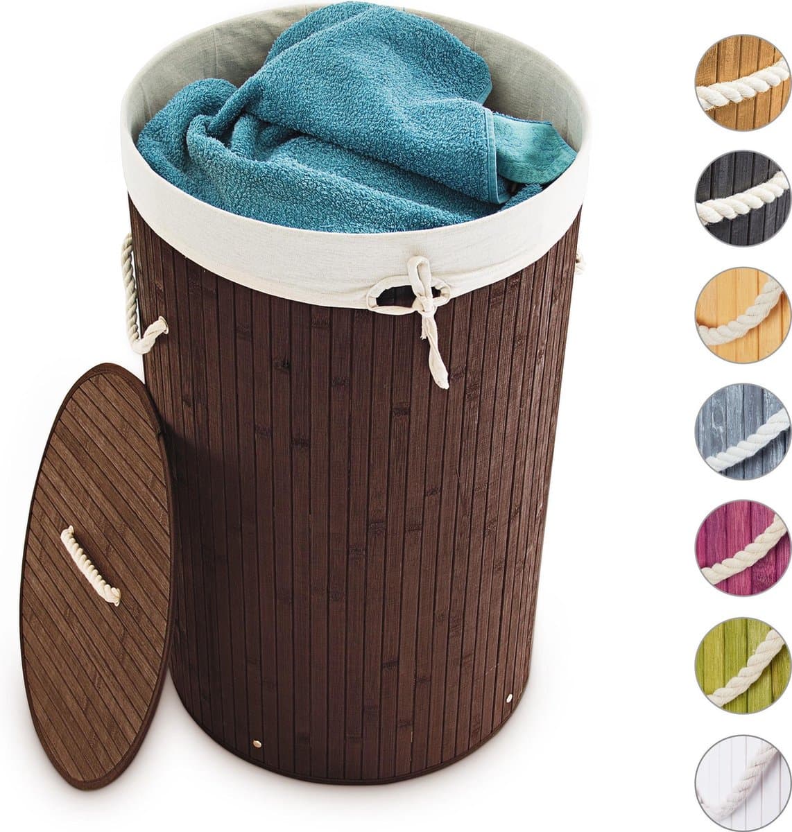 Opvouwbare wasmand - Bamboe hout - 80 liter / 65 cm hoog. — afbeelding 1