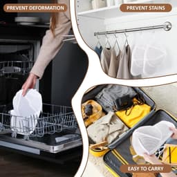 Set van 4 hoedwasmanden met netzak voor de wasmachine, wit — thumbnail 2