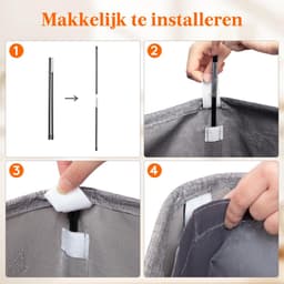 Wasmand 160L – 3 Vakken Wassorteerder – 3 Uitneembare Waszakken – Met Deksel – Opvouwbaar – Lichtgrijs — thumbnail 5