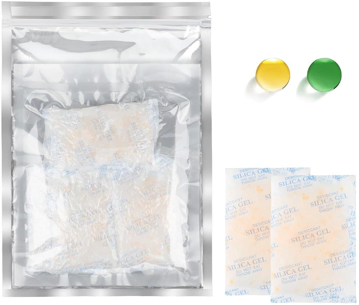 50 g x 6 stuks silicagel zakjes voedselveilige silicagel droogmidden met sinaasappelparels vochtindicator droogmiddel voor het verwijderen van vocht — afbeelding 1