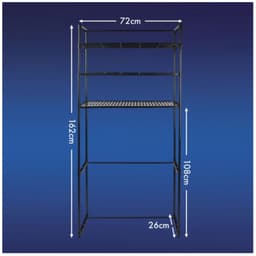 Nexxt Wasmachinerek met Opbergruimte en Verwijderbare Haken - 72 x 26 x 162 cm - Zwart - Carbonstaal — thumbnail 4