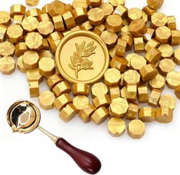 300 Stuks Octagonale Gouden Wasbolletjes met Smeltlepel voor Waskleur, Waskleur Set voor Trouwinvites, Enveloppen en Creatieve Projecten — thumbnail 1