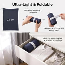 2 Stuks Waszakken voor op reis - 2 maten - waszakken voor vuile was en natte kleding - waterdichte opbergtas met draaggreep - opvouwbare vuilwaszak - voor vakantie, camping, zwembad — thumbnail 3