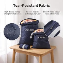 2 Stuks Waszakken voor op reis - 2 maten - waszakken voor vuile was en natte kleding - waterdichte opbergtas met draaggreep - opvouwbare vuilwaszak - voor vakantie, camping, zwembad — thumbnail 5