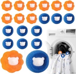 20 Stuks Pluizenverwijderaar Wasballetjes - Wasballen Versnellen Wassen & Voorkomen Klitten - Perfect voor Gezinnen & Grote Ladingen - Blauw & Oranje — thumbnail 1