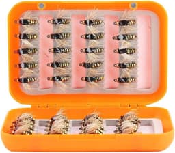 Fishing Forel Fly, 40 stuks levensechte vliegvissen Fly Trout Fly Lures Hook Fly Fishing Kit Box (Golden) — thumbnail 1