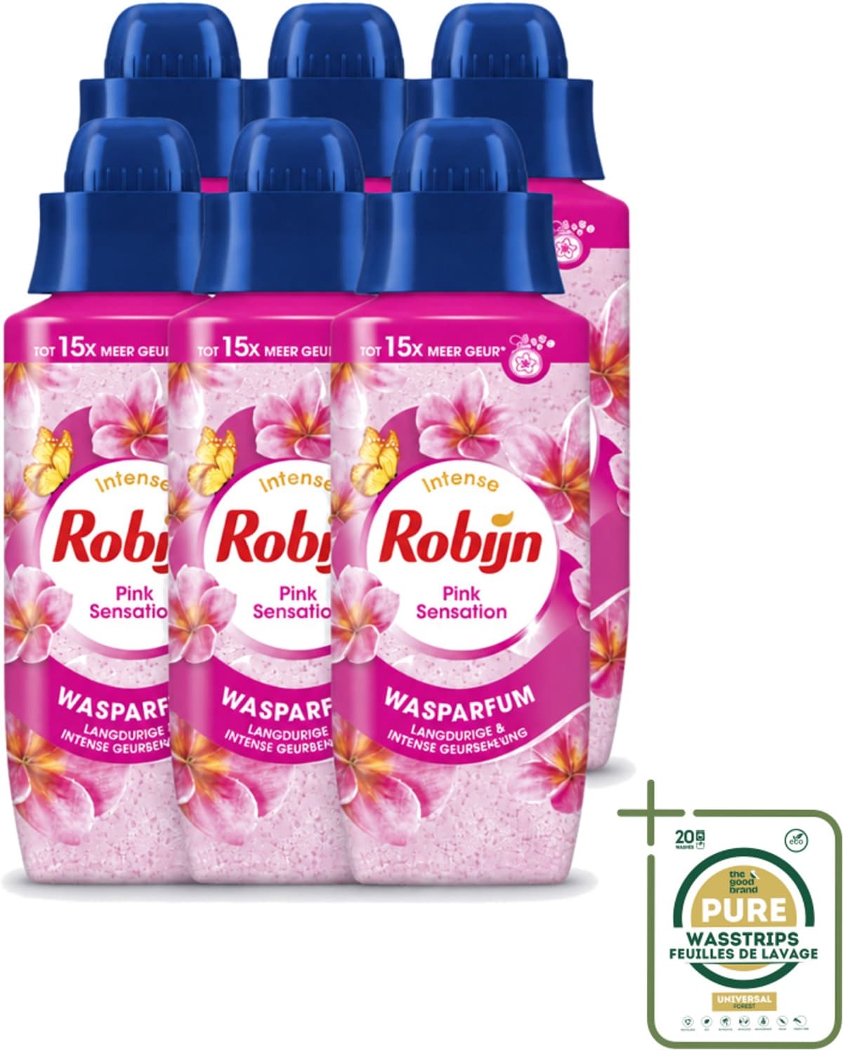 6 x Robijn – Wasparfum – Intense Pink Sensation – 342 ml - Wasparfum - Wasgeur - Geurboost - Wasmiddel - Wasgeur — afbeelding 1