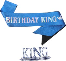 1set Verstelbare Verjaardagscrown Sash Voor Mannen Koninklijke Verjaardagsdecoraties Met Metalen Crown Decoratieve Sash Voor Feestelijke Gelegenheden — thumbnail 1