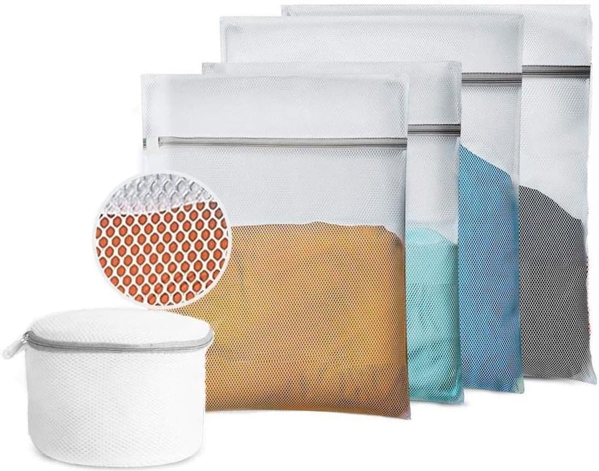 Wasnet Waszakjes (5 stuks) voor Lingerie en Fijne Was - Geschikt voor Wasmachine - Met Rits - Wit — afbeelding 1