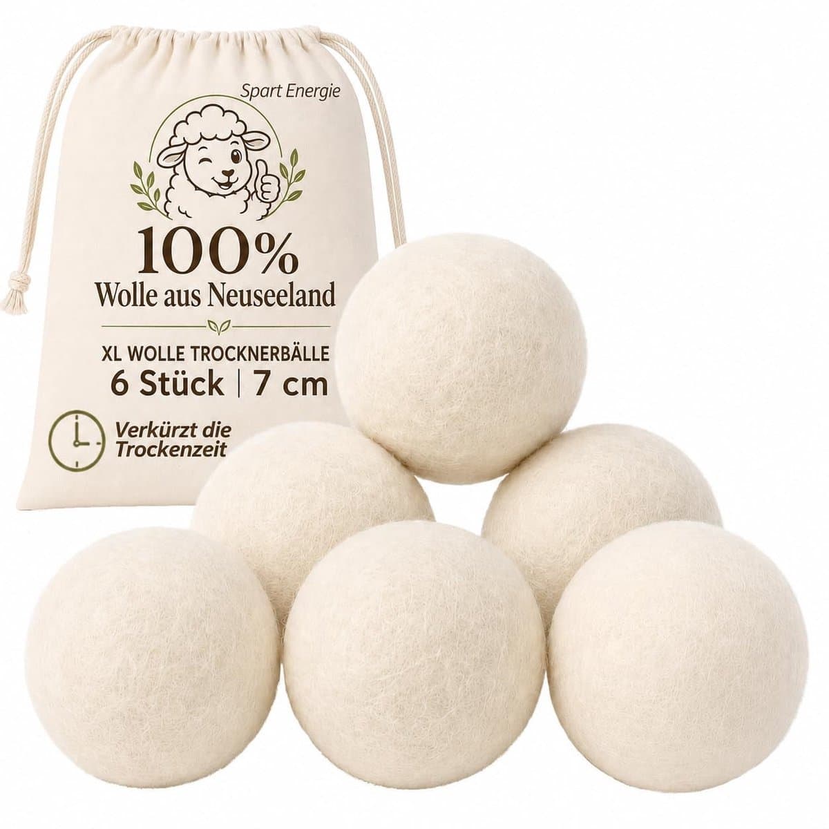 Elzusha - Natuurlijke Wasdrogerballen van Wol XL — afbeelding 1