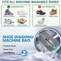 Schoenenzakken 2 stuks - waszak voor sneakers - met 360 graden reinigingsfleece - perfect voor wasmachine en droger - Vemera — thumbnail 4