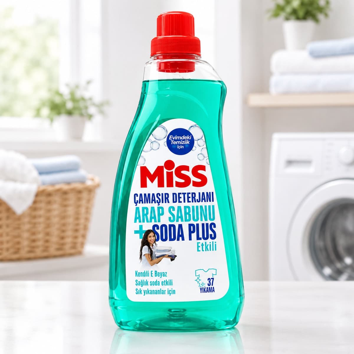 Miss Vloeibaar Wasmiddel Arap Sabunu en Soda Plus 1500ml – 37 Wasbeurten – Voor Bonte en Witte Was Arabische Zeep – Koud Water Formule 20°C — afbeelding 1