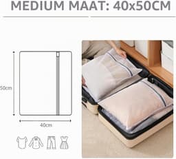 Set van 2 Wasnetten voor de Wasmachine, Duurzame Waszakken met Ritssluiting, Ideaal voor Reis en Delicate Kleding (40 x 50 cm) — thumbnail 1