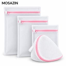 MOSAZIN Waszakken Set 4-delig – 3 Maten en BH Waszak – Wasnetten met Rits voor Lingerie, Sokken en Kleding – Wit/Roze — thumbnail 1