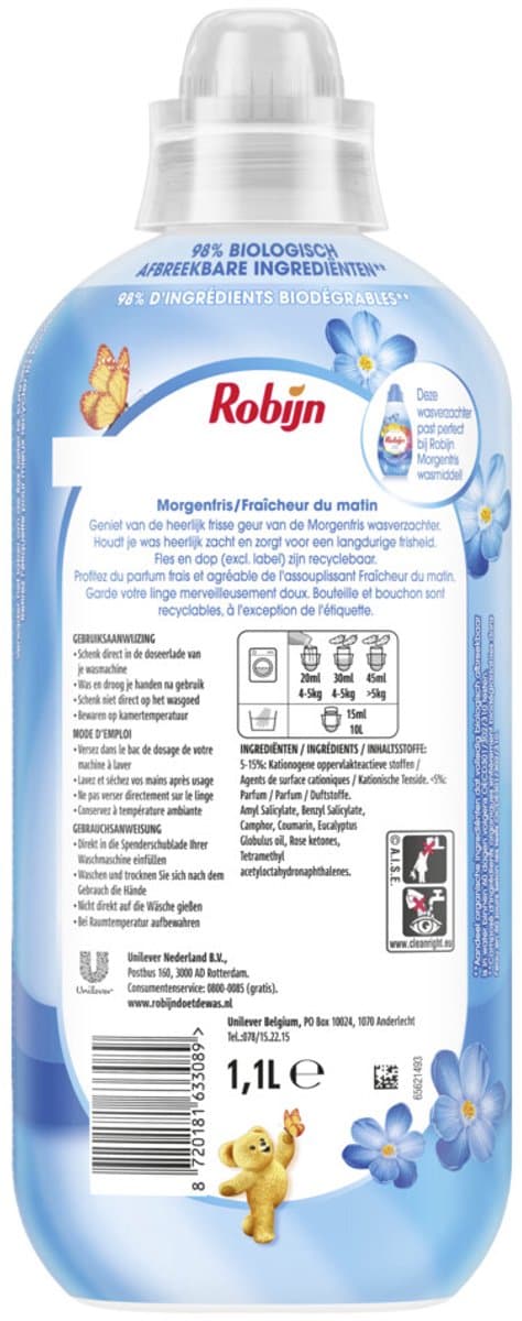 Robijn - Wasverzachter - Morgenfris - 55wb/1100ml — afbeelding 1
