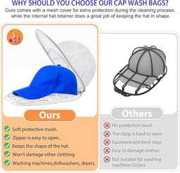 Was set voor petten: wasmachine-set met netzak + anti-vervormingsframe | Petten reinigen, petten wassen voor baseballpetten voor volwassenen en kinderen, vaatwasmachinebestendig — thumbnail 5