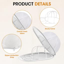Opvouwbare wasmand voor baseballpetten met netzak, reinigingshouder voor petten voor de wasmachine of vaatwasser, wit — thumbnail 4