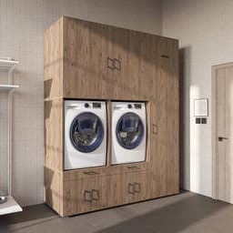 Roomart SERIE 3 Wasmachine Ombouwkast 194x240 cm - Dubbele Kast met Hoge Kast 60 - Eiken — thumbnail 2