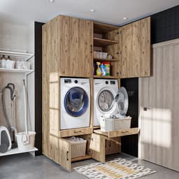 Roomart SERIE 3 Wasmachine Ombouwkast 134x240 cm - Dubbele Kast voor 2 Apparaten - Eiken — thumbnail 4