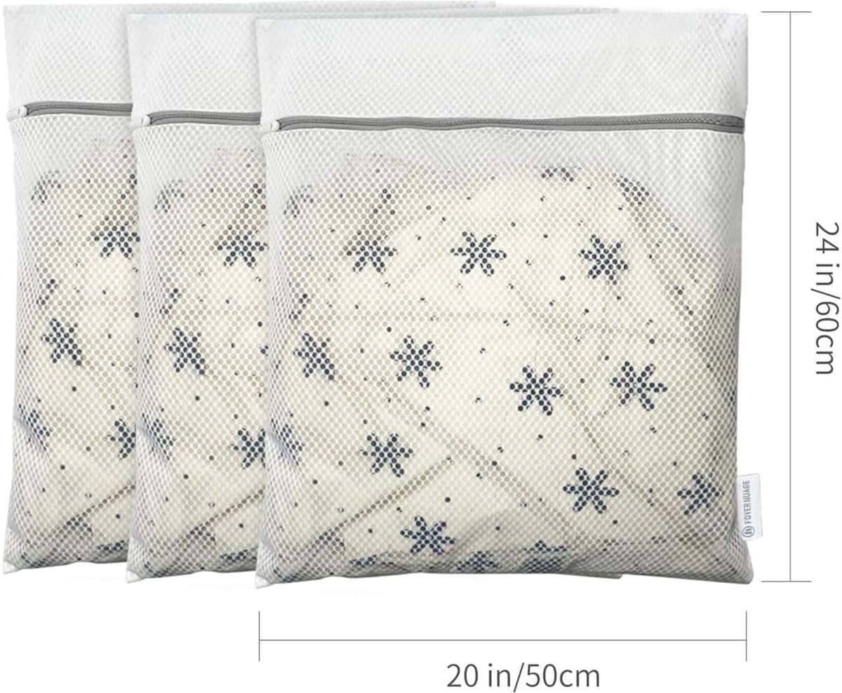 3 wasnetten voor fijne was 58 x 50 cm – honingraatmesh met rits, wit — afbeelding 1