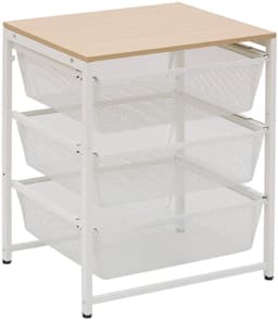 Meshy rechthoekige opbergkast, H.72,5 cm, 3 lades, wit — thumbnail 1
