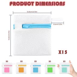 15-delige Herbruikbare Was Pod Beschermzakken - Zipper - 5 Kleuren — thumbnail 4