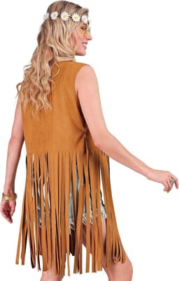 Party Fashion - Hippiekostuum voor dames, franjes, bruin, festivaloutfit — thumbnail 3