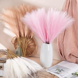 Kunstmatig gedroogd, pampasgras, kunstplanten, wollig boeket, vaas, vulling, droogbloemen, faux pampasgras, bulk voor bruiloft, slaapkamer, lichtroze, 10 stuks — thumbnail 3