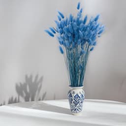 Dekogras gedroogd gras, siergras, konijnenstaarten, Lagurus Ovatus, fluwelen gras, hazenstaartgras, gedroogde bloemen, natuurlijk, boho, 120-150 stuks, 100 g, azuurro — thumbnail 3