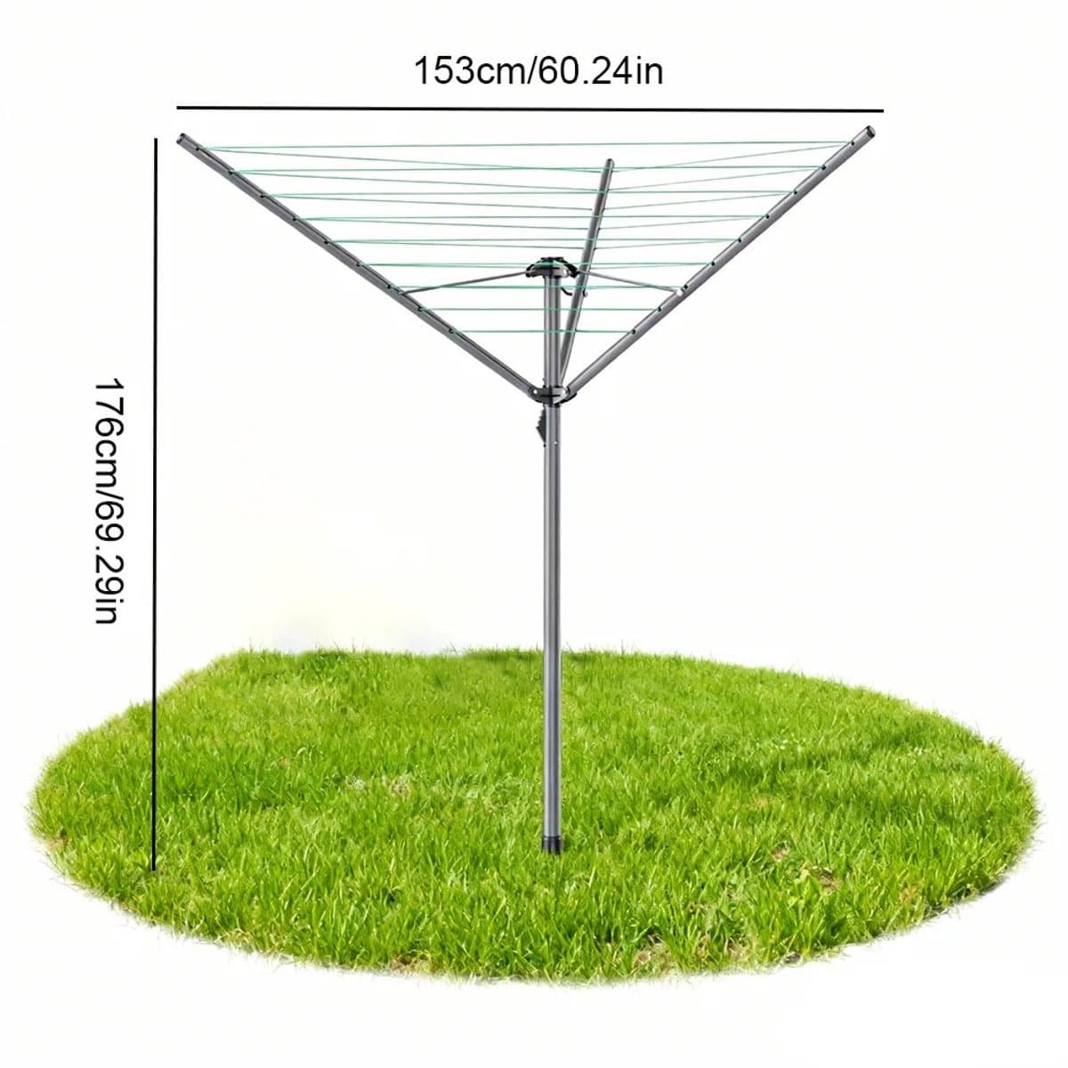 House Of Atelier - Droogmolen - Waslijn - Droogrek - Beschermhoes - Buitenwasrek - Waslijnmolen - Grondfitting - 30 cm - Zilver — afbeelding 1