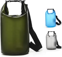 Dry Bag 5L Waterdichte Tas, Waterdichte Opbergtas, Waterdichte Dry Bag met Rolsluiting en Schouderriem voor Strand, Zwemmen, Boot, Kajak, Vissen, Raften, Kamperen, A3-Groen — thumbnail 1