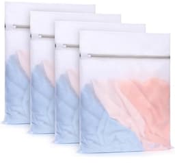 4 stuks duurzame netwaszakken, Wasmachine netzak,16 x 20 inch, delicate waszak voor studenten, studentenhuizen, reizen, gezinnen en appartementbewoners, wit — thumbnail 1