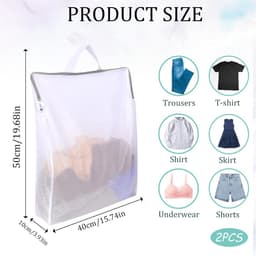 Waszakjes met Rits - 2 Stuks - Waszakken voor Wasgoed - Polyester - Waszak - Laundry Bag - Waszakje Lingerie - Waszakjes Groot - Waszak Groot - Wasnet - Wasnetten - Bescherm je Wasgoed en Wasmachine - 40×50×10cm — thumbnail 5