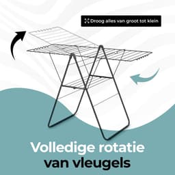 STAUS&BACH Droogrek 20m - Stevig - Inklapbaar Wasrek - Staand - Staal - Mat zwart - Aeriq Compact — thumbnail 5