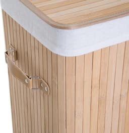 Pugsdrly Smalle wasmand met deksel 72 l Wasmand met handgreep, uitneembare waszak, wasbox voor wasruimte slaapkamer badkamer natuur — thumbnail 4