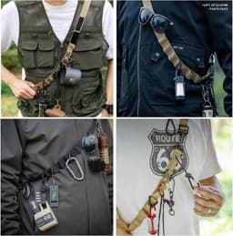 2 stuks - draagbare kampeerlanyard - Multifunctionele buitenlanyard - Waslijn - Luifelhangtouw - Eenvoudige opberging - Zwart en kaki - Lengte 130 cm - Perfect voor kamperen, wandelen, reizen en picknicks — thumbnail 4