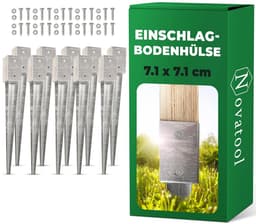 Novatool 10x Grondhulsset 71x71x750mm Grondhuls Parasolpaalsteunen Hekpaal Houten paal Grondhulzen Inslaghuls Grondanker Grondpen om in te slaan, Gegalvaniseerd, met schroeven — thumbnail 1
