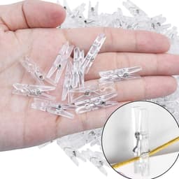 Lentehangende clips, 100 stuks, mini-klemmen, doorzichtige wasknijpers, transparante kunststof klemmen, kleine klemmen voor het ophangen van foto's, lichtkettingen — thumbnail 3