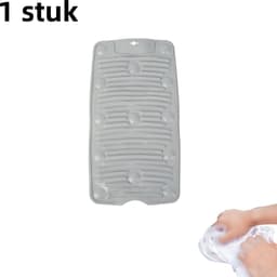 1 stuk - Siliconen wasbord - Opvouwbaar - Verdikte zuignap - Antislip - Mini multifunctioneel draagbaar wasbord voor thuis - Grijs — thumbnail 1