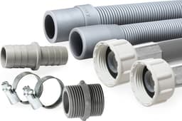 1,5m Dparts aanvoerslang en afvoerslang verlengset - 19 x 21 mm - 3/4" - wasmachine en vaatwasser afvoer en toevoer slang verlengen - waterslang verlengslang - wasmachineslang koppelstuk met slangklemmen — thumbnail 1