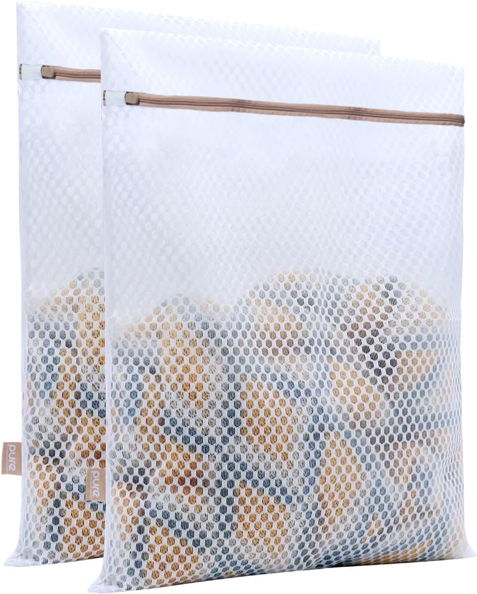 Pure Laundry Club XL Waszakken - Set van 2 Stuks – Groot (50x60 cm) - Extra Grote Wasnetten met Ritssluiting & Beschermflap - Supersterk Anti-Scheur Mesh - Waszakken voor Wasgoed (Truien, Broeken & Schoenen) — afbeelding 1