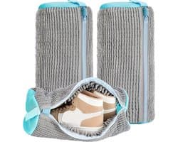 2-Pack schoenwaszakken - schoenreinigingszakken - schoenwaszakken - met onzichtbare rits - machinewasbaar - herbruikbaar - 360 graden pluisreiniging - voor sneakers- tennisschoenen en schoenen (grijs) — afbeelding 1