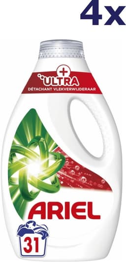 Ariel Vloeibaar Wasmiddel +Ultra Vlekverwijderaar - 4 x 31 Wasbeurten - Voordeelverpakking — thumbnail 3