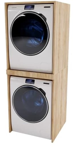 Ruimtebesparende Wasmachinekast 66 x 180 x 65 cm - Zuil voor Wasmachine en Droger - Stijlvolle Badkamerkast — thumbnail 3