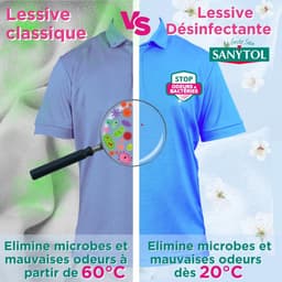 Sanytol - Desinfecterend wasmiddel - Witte bloemen - 2,65 L - Alle soorten linnen, behoudt vezels en kleuren bij alle temperaturen - Bactericide, virusdodend - Geen bleekmiddel — thumbnail 3